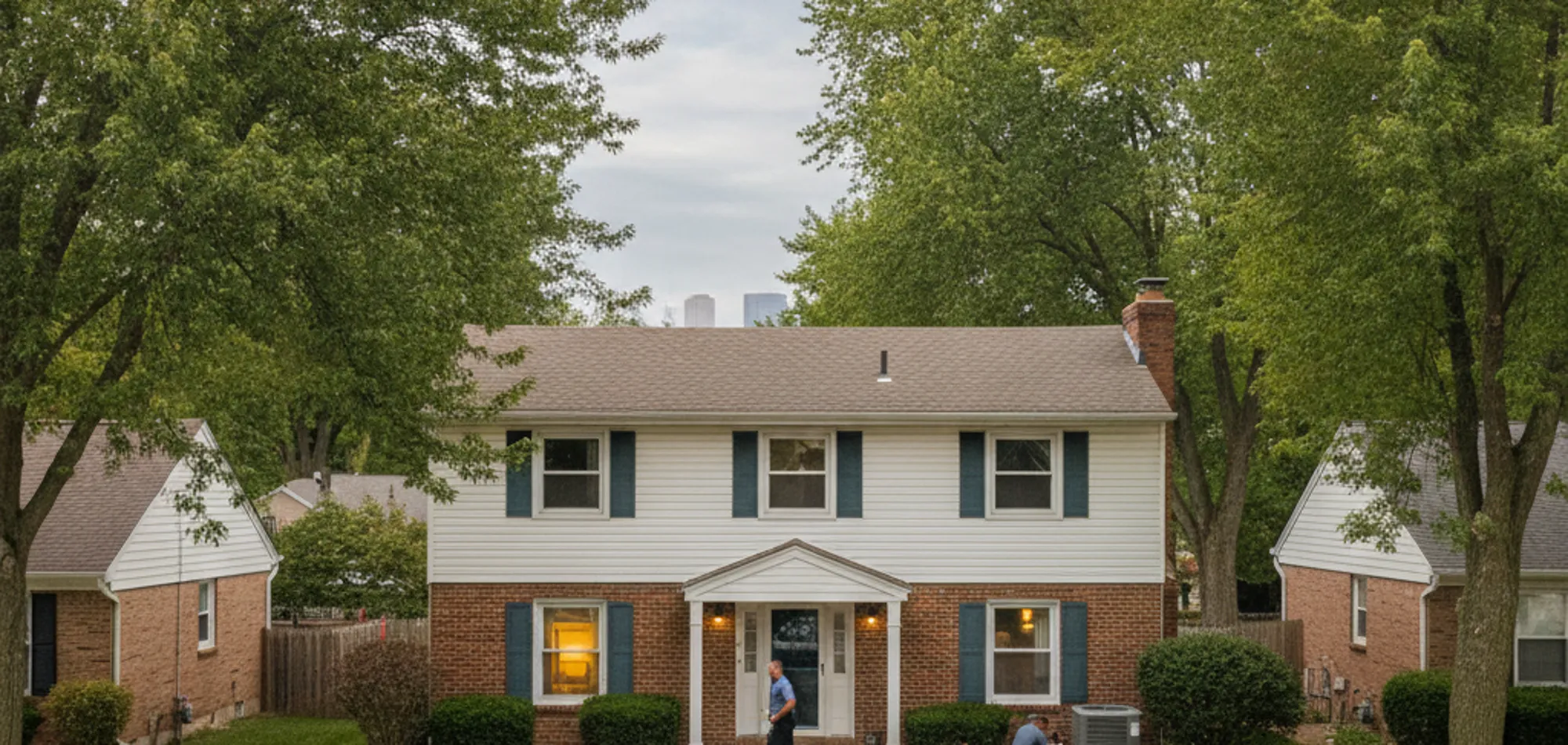 Springfield home with HVAC service vehicle nearby